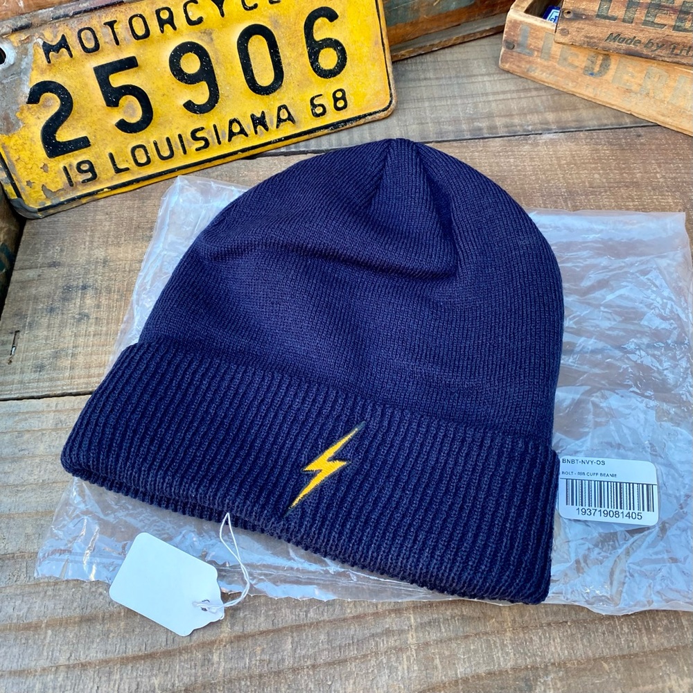✨AVIATOR NATION BOLT BEANIE HAT NAVY BLUE O/S NWT UNISEX